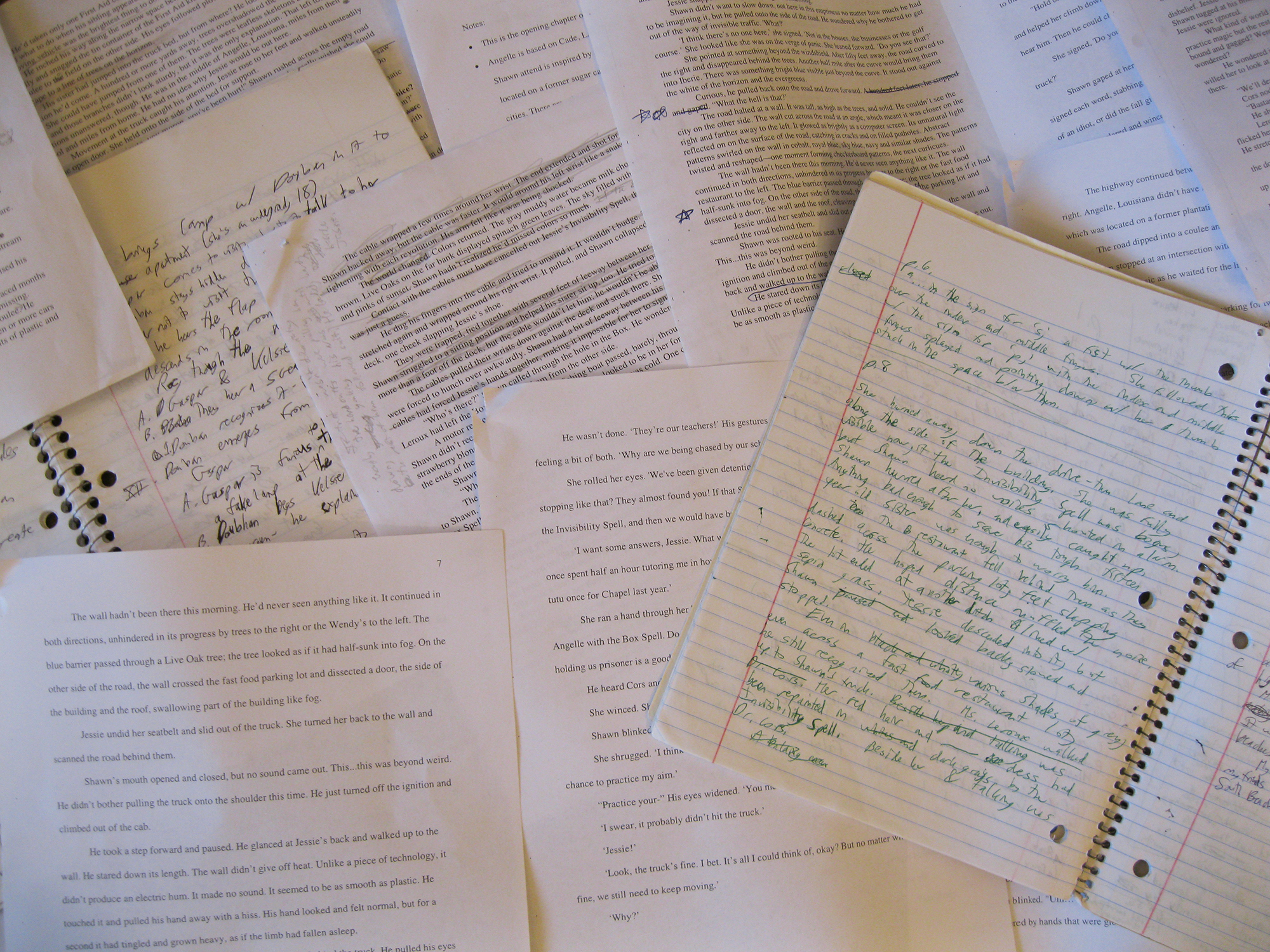 Printed and handwritten pages of written material