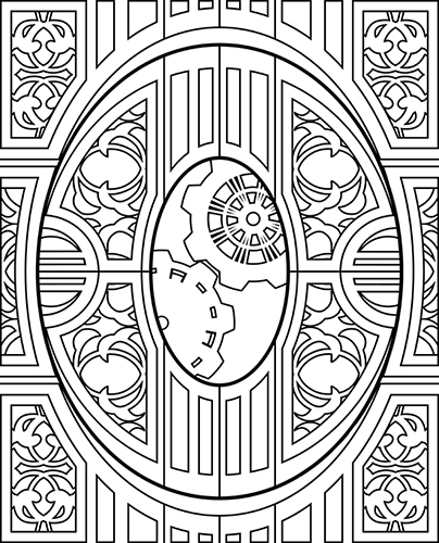 Steampunk coloring page of Number 0