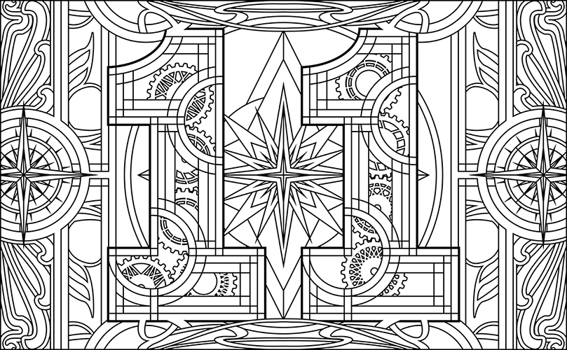 Steampunk coloring page of Number 11