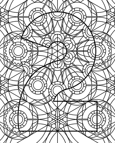 Steampunk coloring page of Number 2