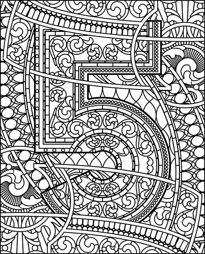 Steampunk coloring page of Number 5