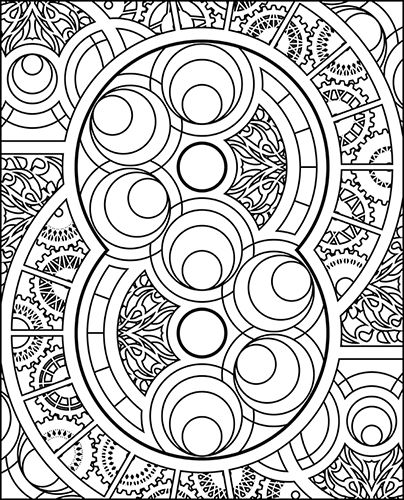 Steampunk coloring page of Number 8