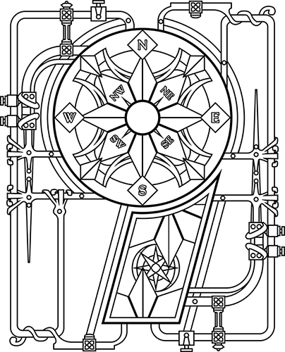 Steampunk coloring page of Number 9