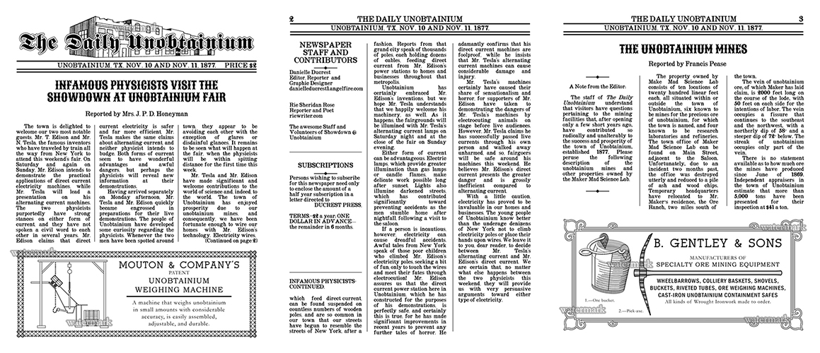 Fake newspaper for a fake town at a steampunk event