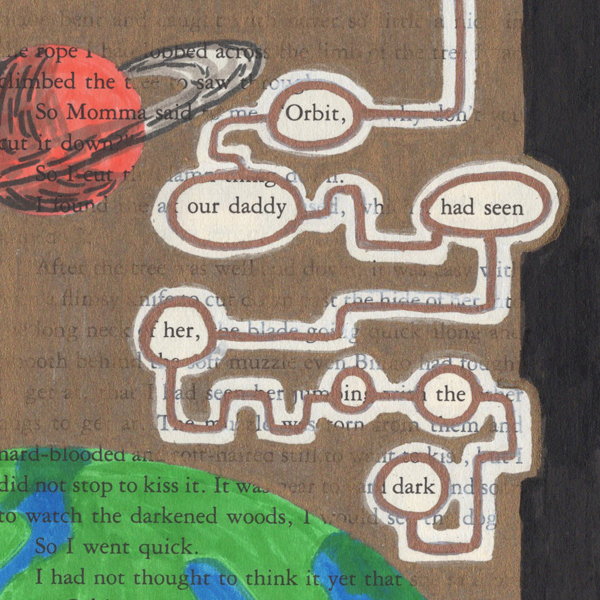 Paintmarkers, ink pens and markers used to cover up unwanted text on a page in a printed fiction book